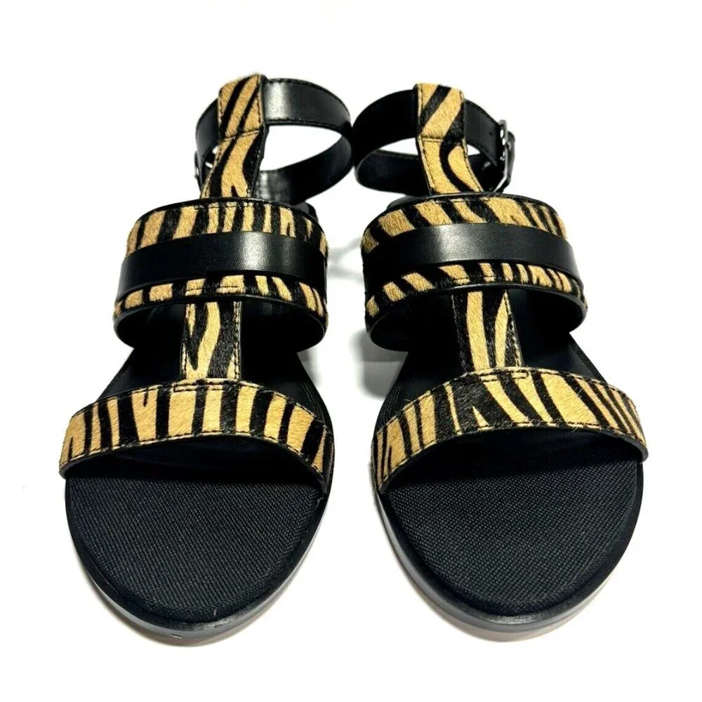 Naturalizer Womens Elva Sandal Black Zebra Size 7.5Narrow